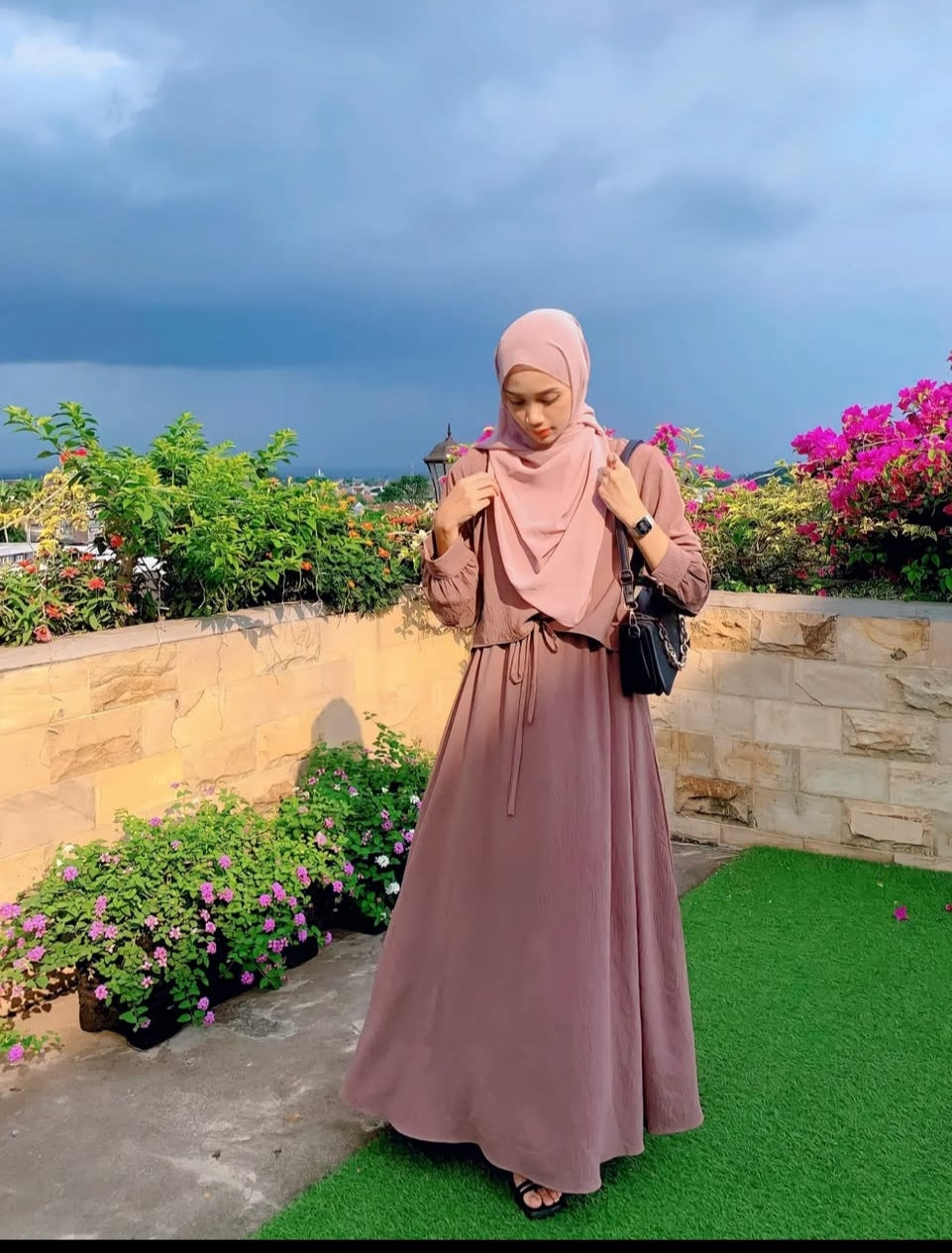 NEW SIMPLE ABAYA BURQA WITH SIDE POCKET AND BELT FREE SIZE